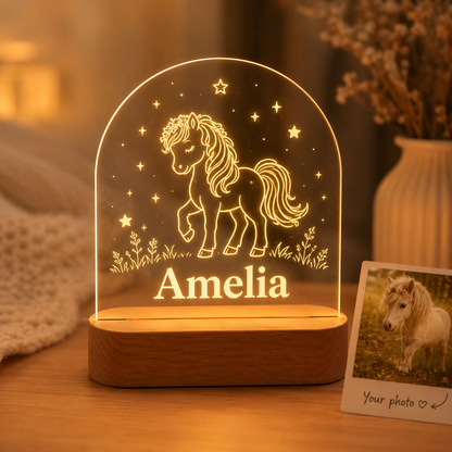Custom Photo Tiny Horse Wooden Led Light | Personalized Horse Photo Wooden Led Light | Gift For Horse Lovers TOM99