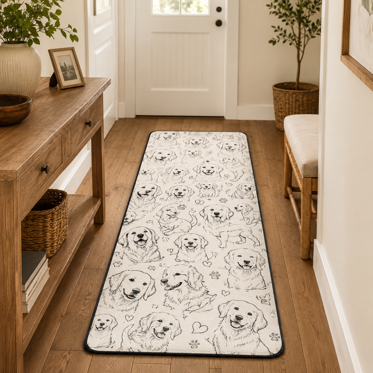 Custom Photo Dog Runner Rug | Pet Hallway Runner Carpet | Gift For Dog Lovers