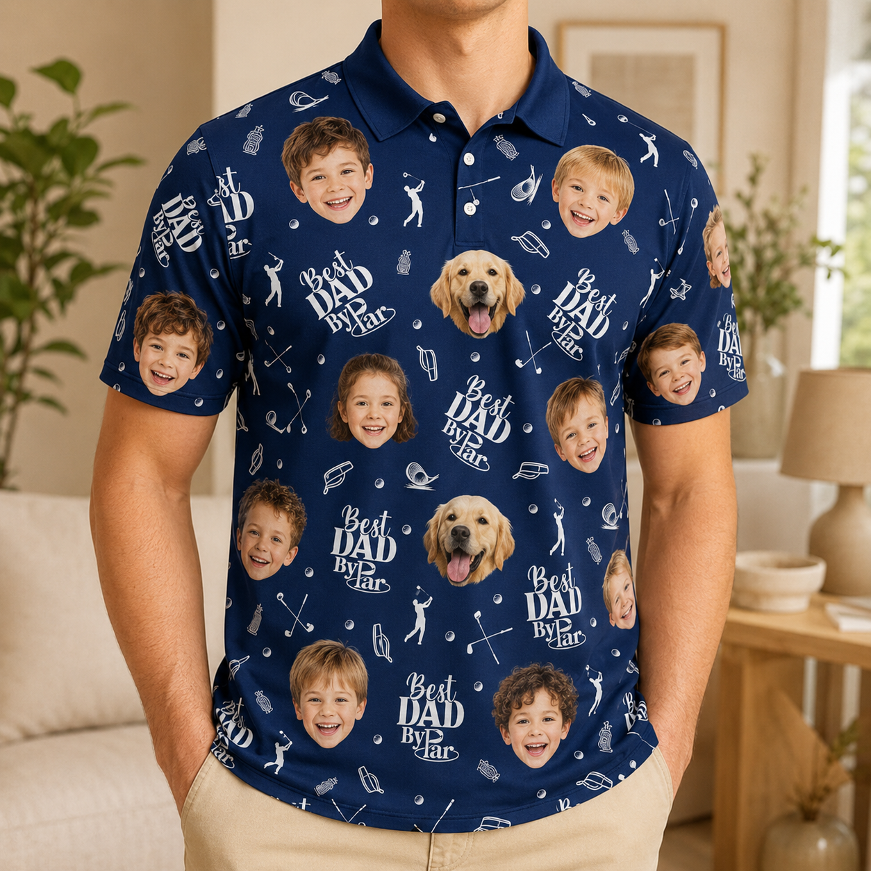 Custom Photo Best Dad By Par Dog Polo Shirt, Personalized Polo Shirt For Husband Dad Grandfather TOM99