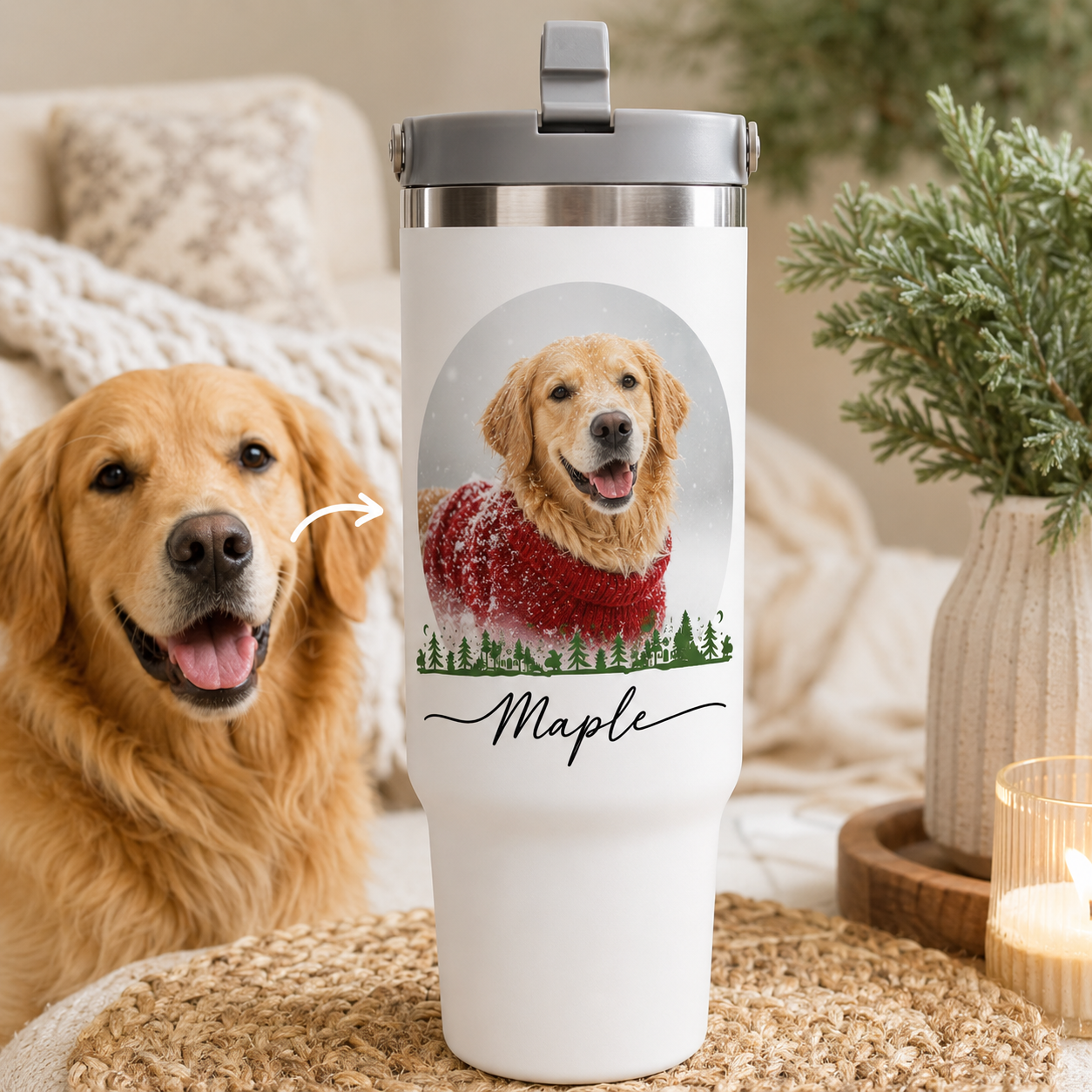 Custom Photo Dog 30oz Tumbler | Gift For Dog Lovers | Pet Lover Gifts TOM99