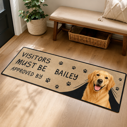Custom Photo Visitors Must Be Approved By My Dog Runner Rug | Pet Hallway Runner Carpet | Gift For Dog Lovers