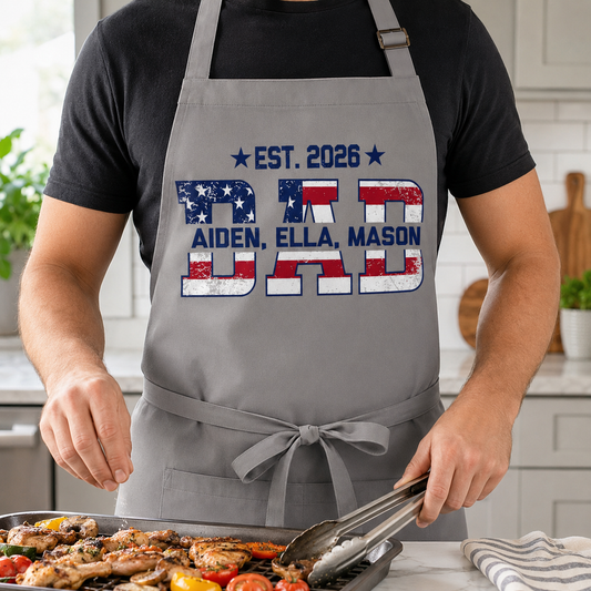 Custom US Dad Apron, Personalized Apron For Dad, Gifts For Dad - TOM99
