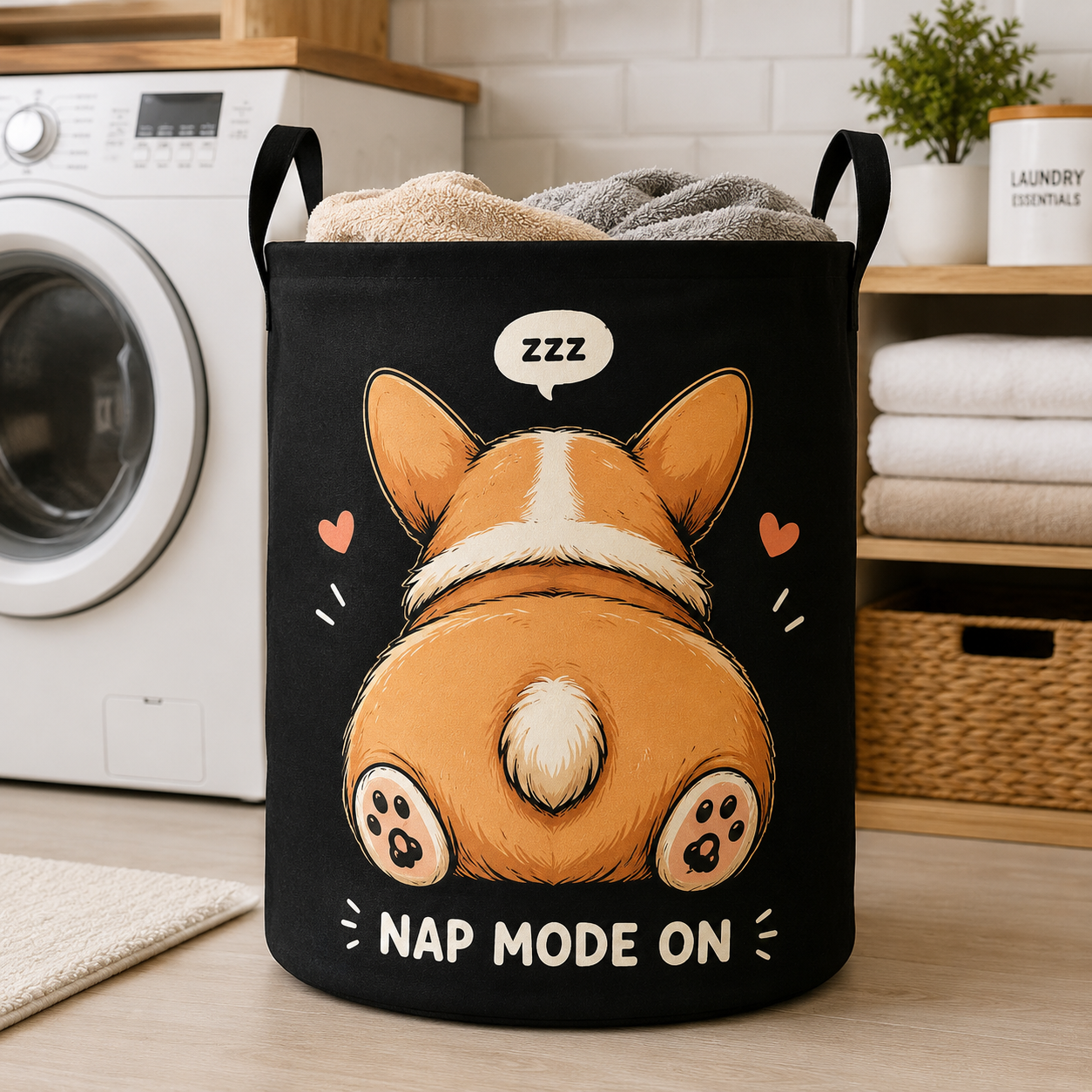 Custom Photo Dog Laundry Basket | Gift For Dog Lovers | Dog Bathroom Decor