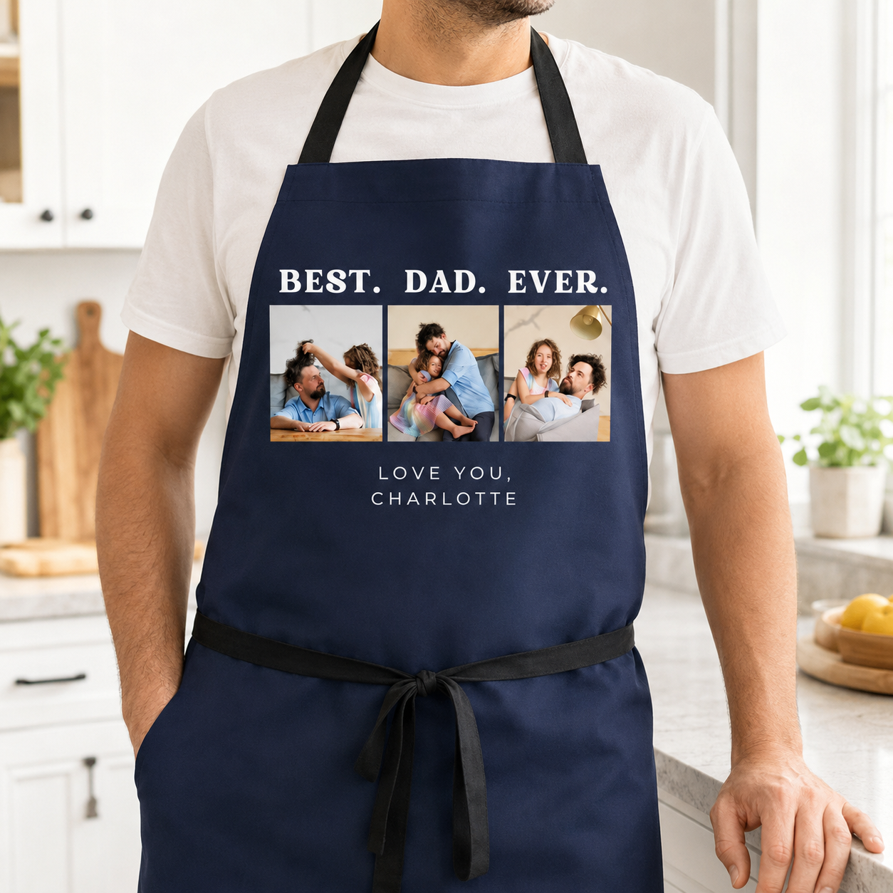 Custom Photo Best Dad Ever Apron, Personalized Apron For Dad, Gifts For Dad - TOM99