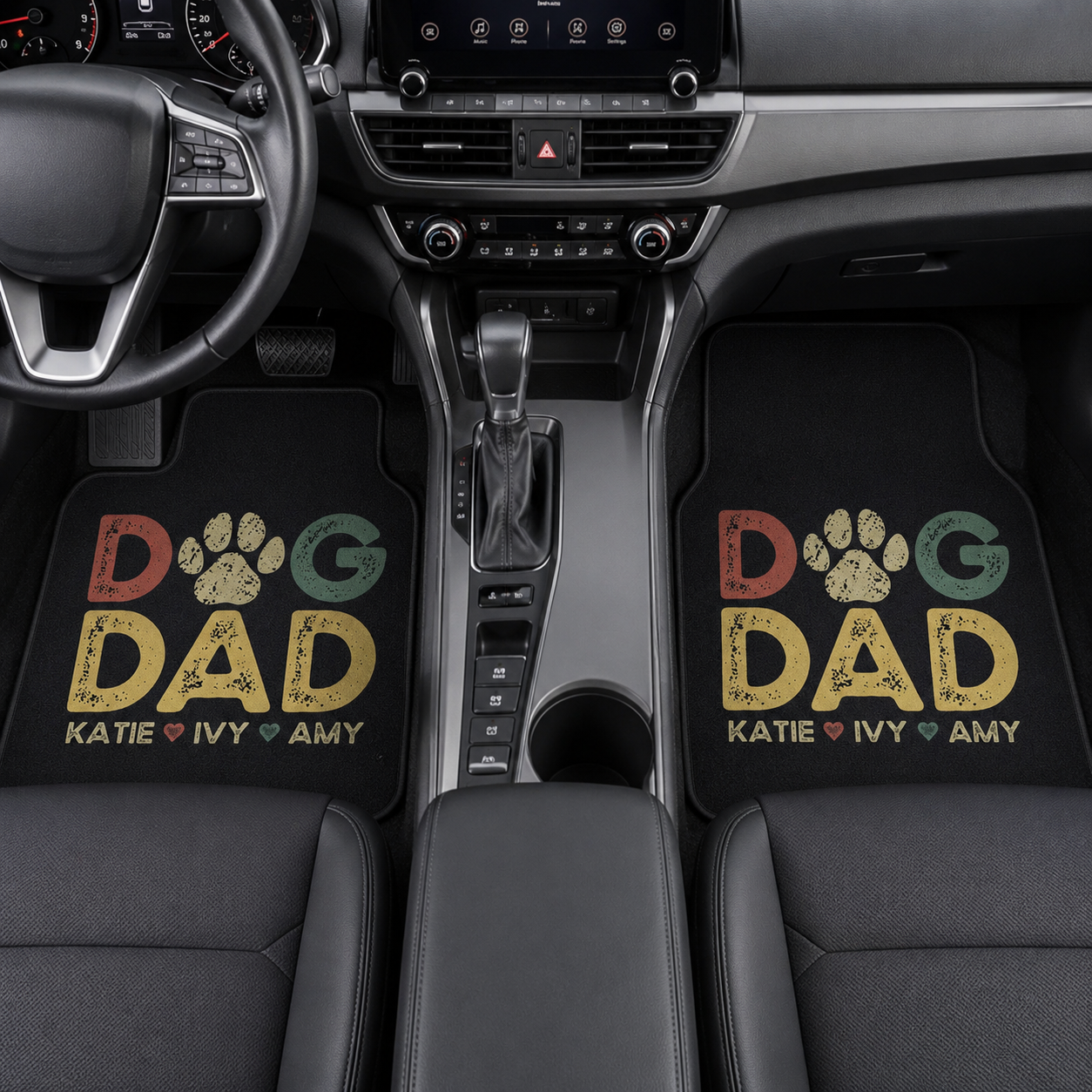 Personalized Dog Dad Flannel Car Floor Mats, Custom Dad Floor Mats, Gift For Dad TOM99