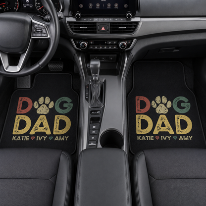 Personalized Dog Dad Flannel Car Floor Mats, Custom Dad Floor Mats, Gift For Dad TOM99
