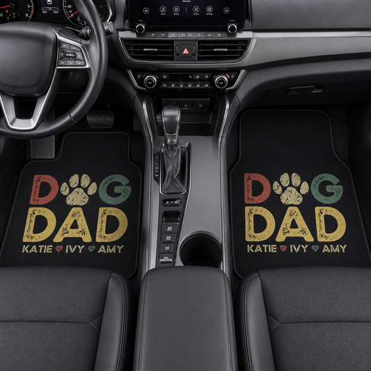 Personalized Dog Dad Flannel Car Floor Mats, Custom Dad Floor Mats, Gift For Dad TOM99