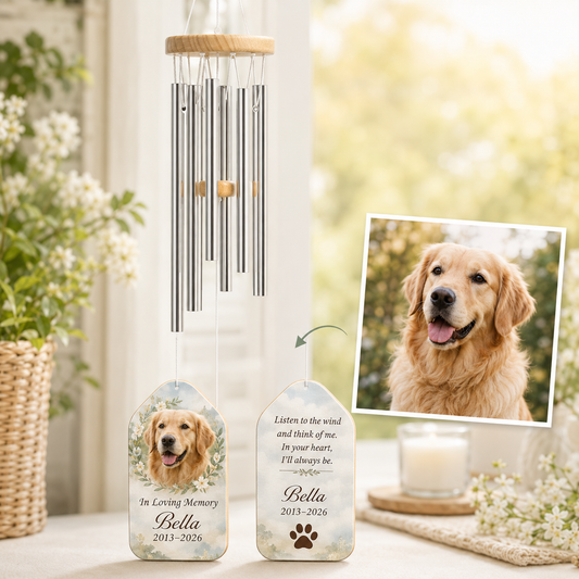 Custom Photo Dog In Loving Memory Wind Chime | Personalized Dog Lovers Gifts | Gift For Dog Lovers TOM99