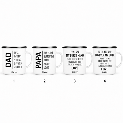 Personalized Dad Papa Camp Mug 12oz, Custom Dad Enamel Cup, Gift For Dad TOM99