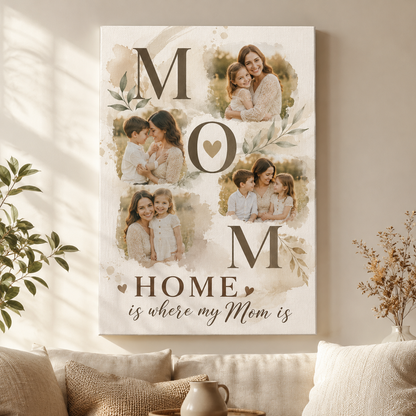 Custom Photo I Love You Mom Canvas Wall Art - Custom Gift For Mom TOM99