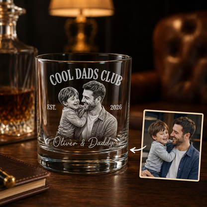 Custom Photo Cool Dad Whiskey Glass | Photo Dad Portrait Gift | Father's Day Gifs | Gift For Father TOM99