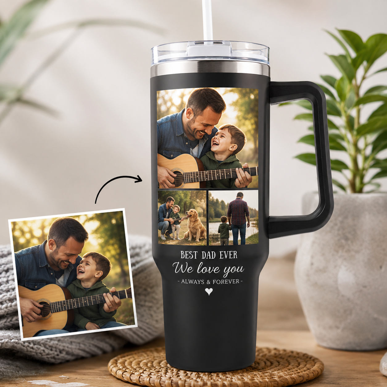 Custom  Photo Dad 40oz Tumbler, Personalized Dad Tumbler, Father’s Day Gift TOM99