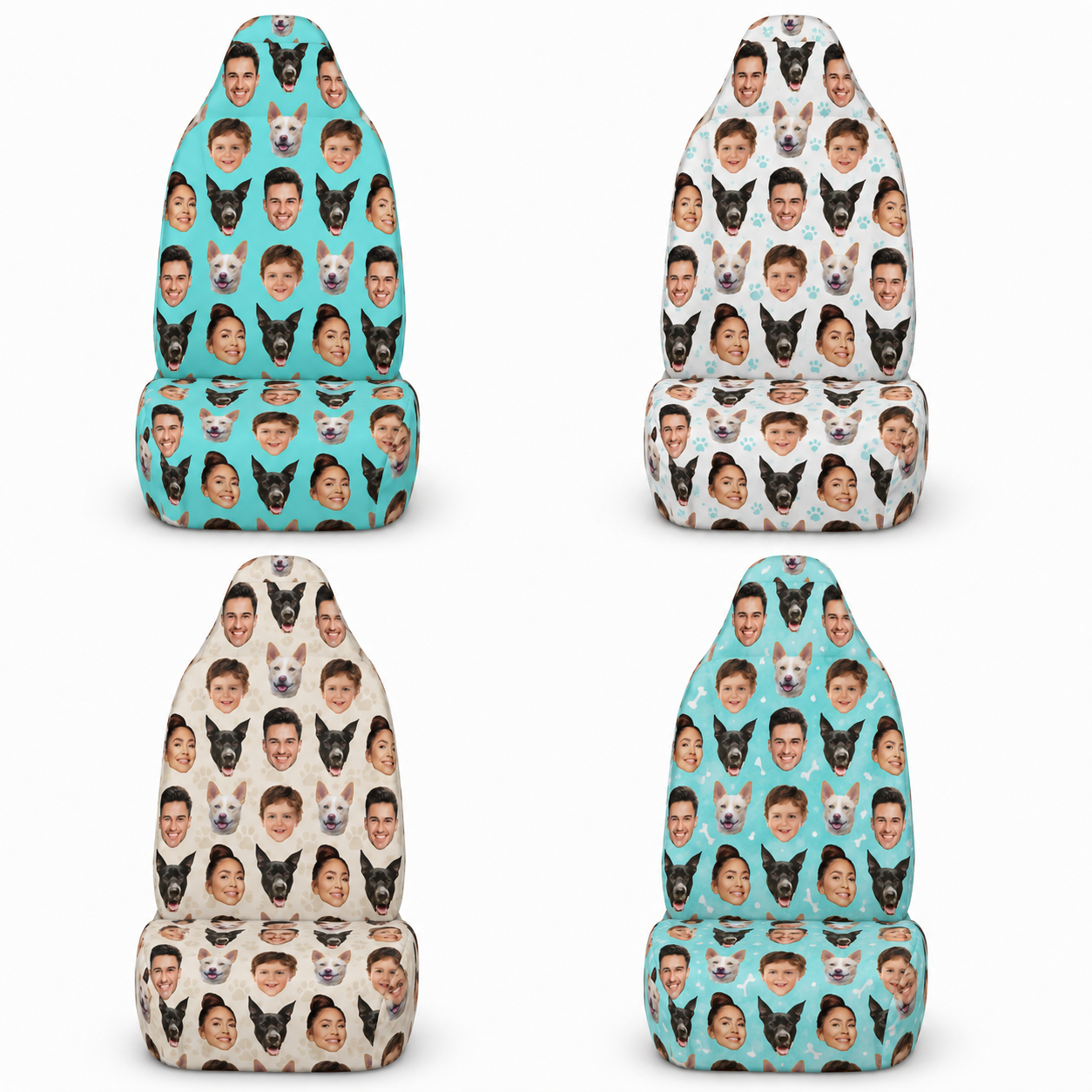 Personalized Dad Family Portrait Car Seat Cover, Custom Dad Seat Protector, Gift For Dad TOM99