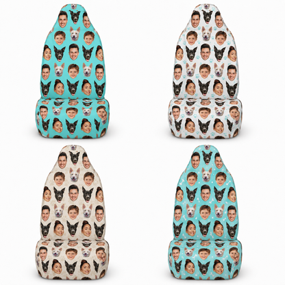 Personalized Dad Family Portrait Car Seat Cover, Custom Dad Seat Protector, Gift For Dad TOM99