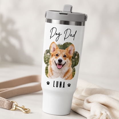 Custom Photo Dog Dad 30oz Tumbler | Gift For Dog Lovers | Pet Lover Gifts TOM99