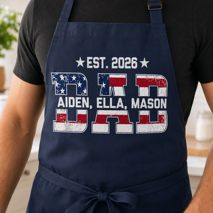 Custom US Dad Apron, Personalized Apron For Dad, Gifts For Dad - TOM99