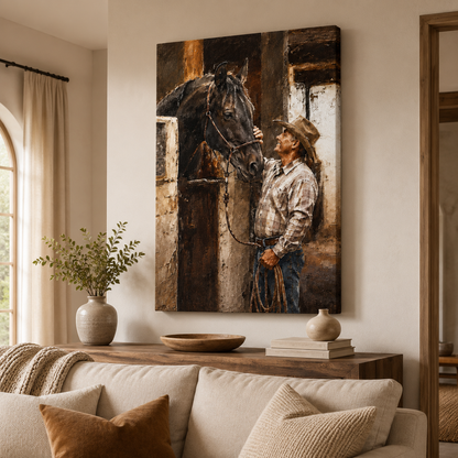 Custom Photo My Horse Wall Art Canvas | Personalized Horse Photo Canvas | Gift For Horse Lovers TOM99