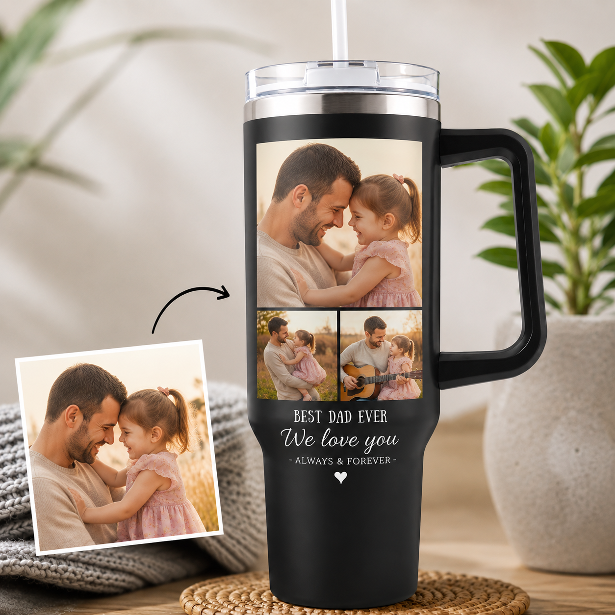 Custom  Photo Dad 40oz Tumbler, Personalized Dad Tumbler, Father’s Day Gift TOM99