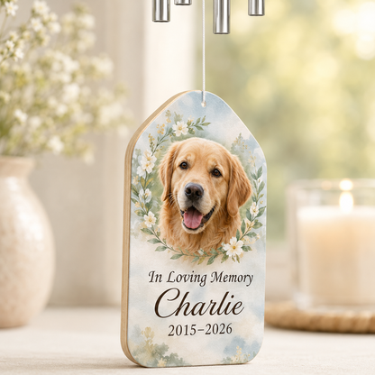 Custom Photo Dog In Loving Memory Wind Chime | Personalized Dog Lovers Gifts | Gift For Dog Lovers TOM99