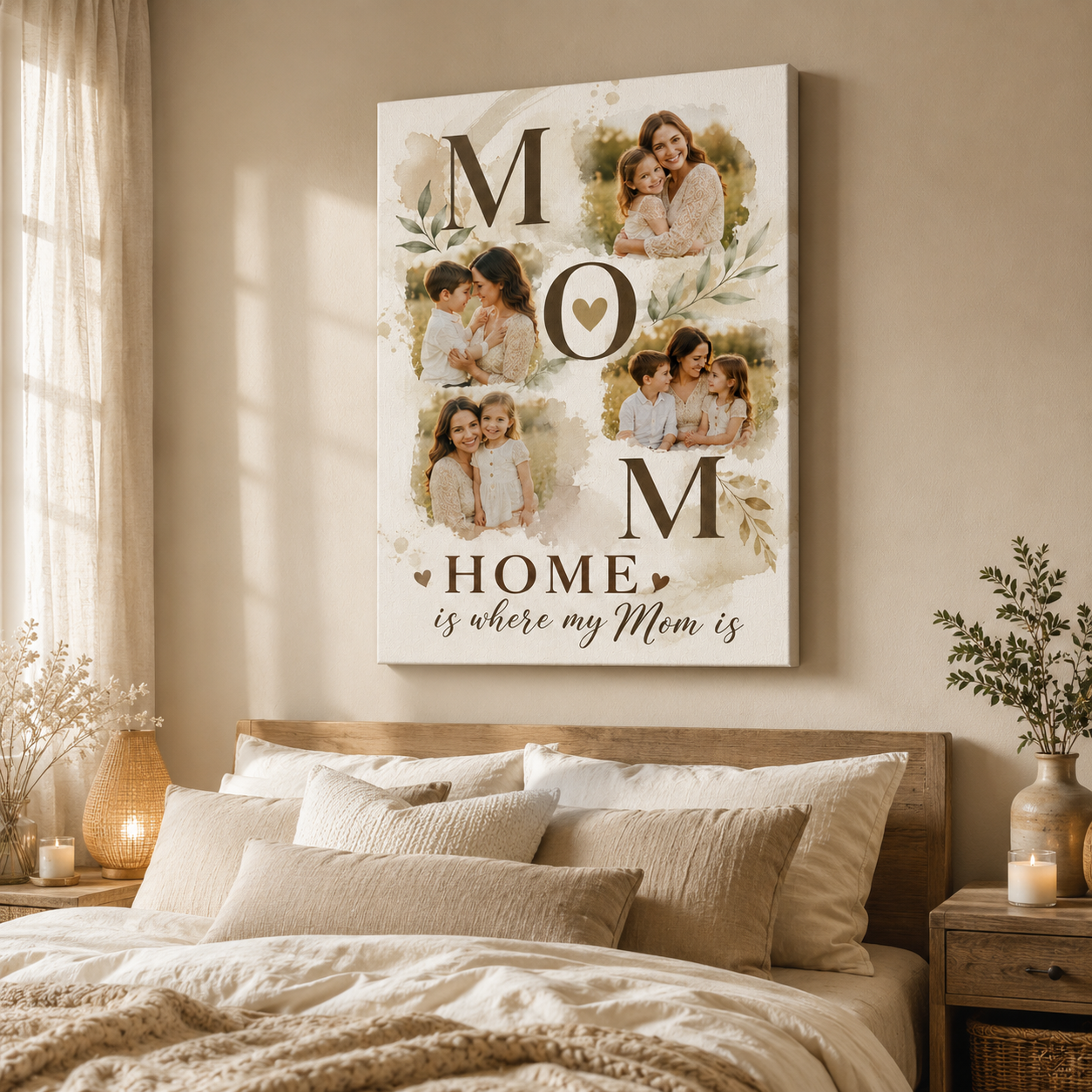Custom Photo I Love You Mom Canvas Wall Art - Custom Gift For Mom TOM99