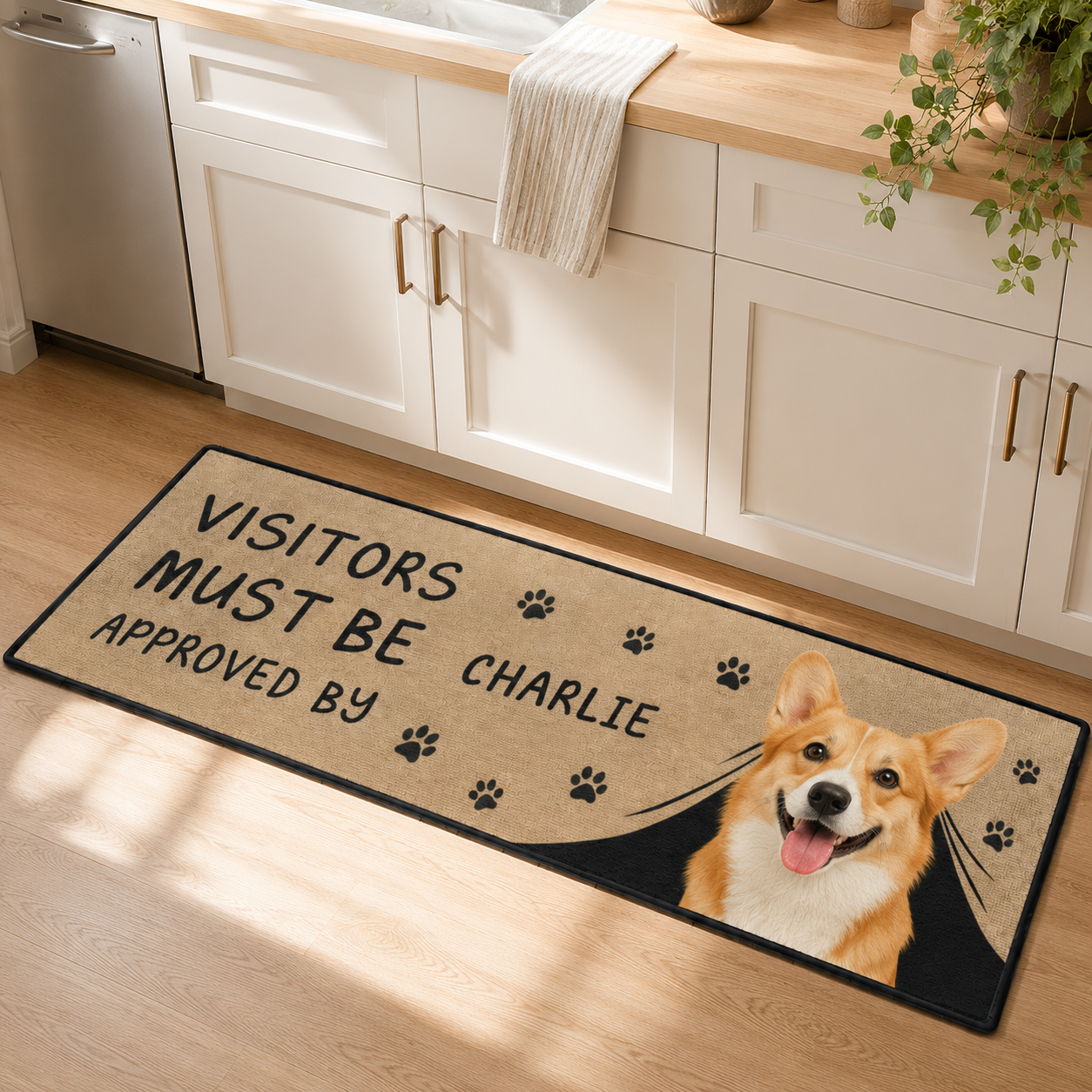 Custom Photo Visitors Must Be Approved By My Dog Runner Rug | Pet Hallway Runner Carpet | Gift For Dog Lovers