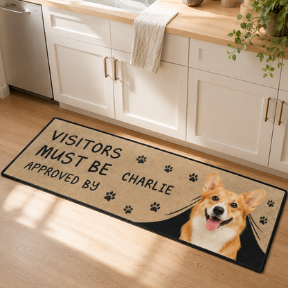 Custom Photo Visitors Must Be Approved By My Dog Runner Rug | Pet Hallway Runner Carpet | Gift For Dog Lovers