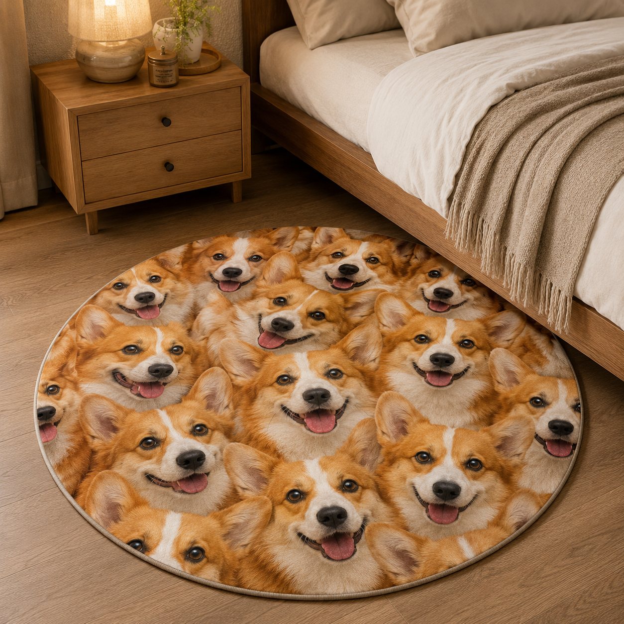 Custom Photo Dog Face Round Carpet | Photo Pet Round Rug | Gift For Dog Lovers