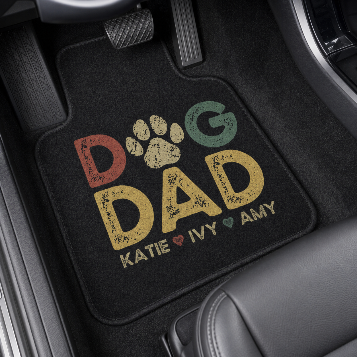 Personalized Dog Dad Flannel Car Floor Mats, Custom Dad Floor Mats, Gift For Dad TOM99