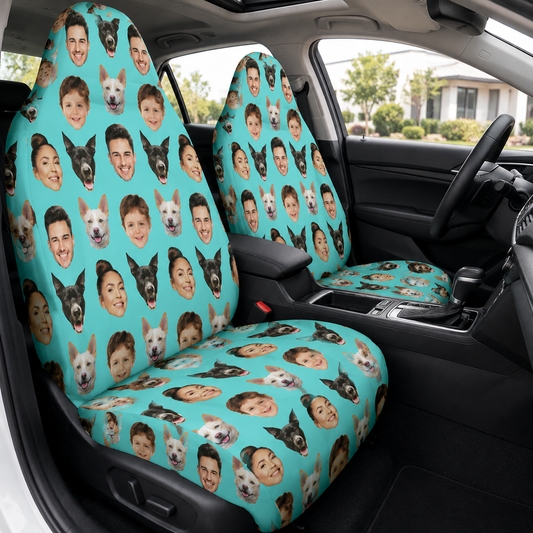 Personalized Dad Family Portrait Car Seat Cover, Custom Dad Seat Protector, Gift For Dad TOM99