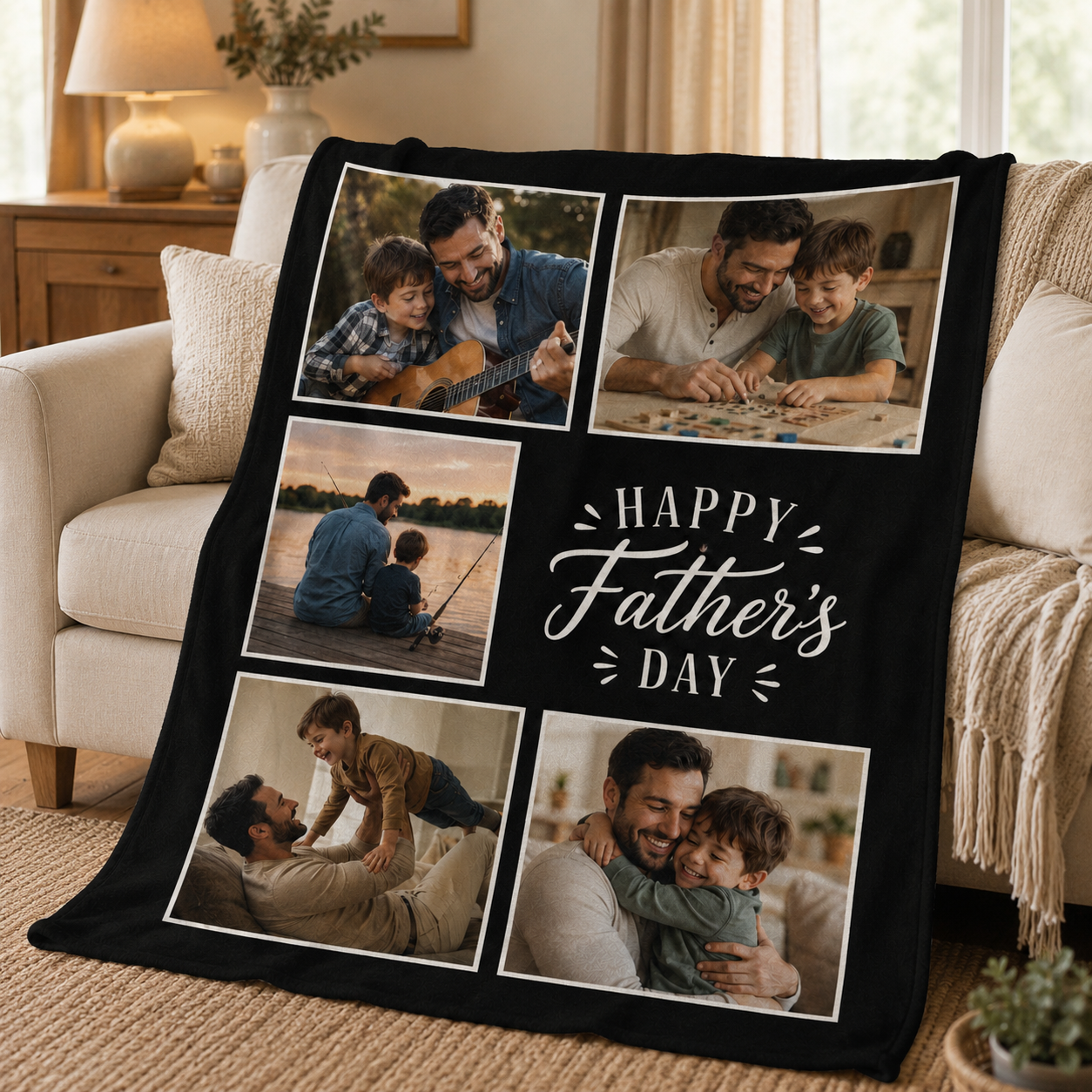 Custom Photo Dad I Love You Blanket, Personalized Dad Gifts | Gift For Dad TOM99