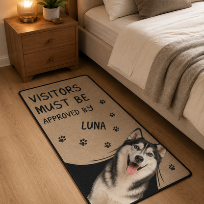 Custom Photo Visitors Must Be Approved By My Dog Runner Rug | Pet Hallway Runner Carpet | Gift For Dog Lovers