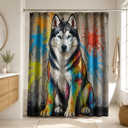Custom Photo Colorful Dog Shower Curtain | Gift For Dog Lovers