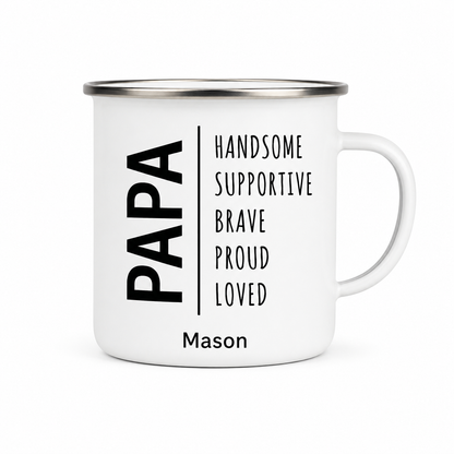 Personalized Dad Papa Camp Mug 12oz, Custom Dad Enamel Cup, Gift For Dad TOM99