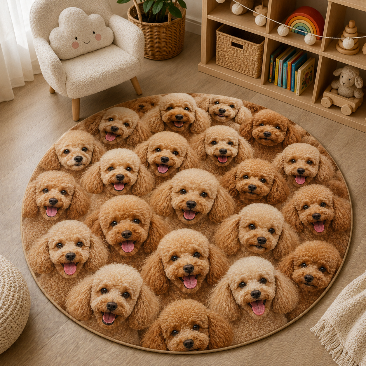 Custom Photo Dog Face Round Carpet | Photo Pet Round Rug | Gift For Dog Lovers