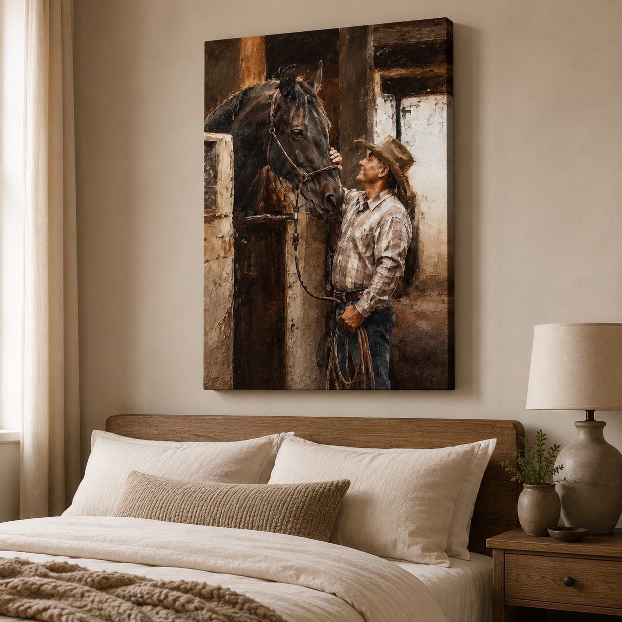 Custom Photo My Horse Wall Art Canvas | Personalized Horse Photo Canvas | Gift For Horse Lovers TOM99