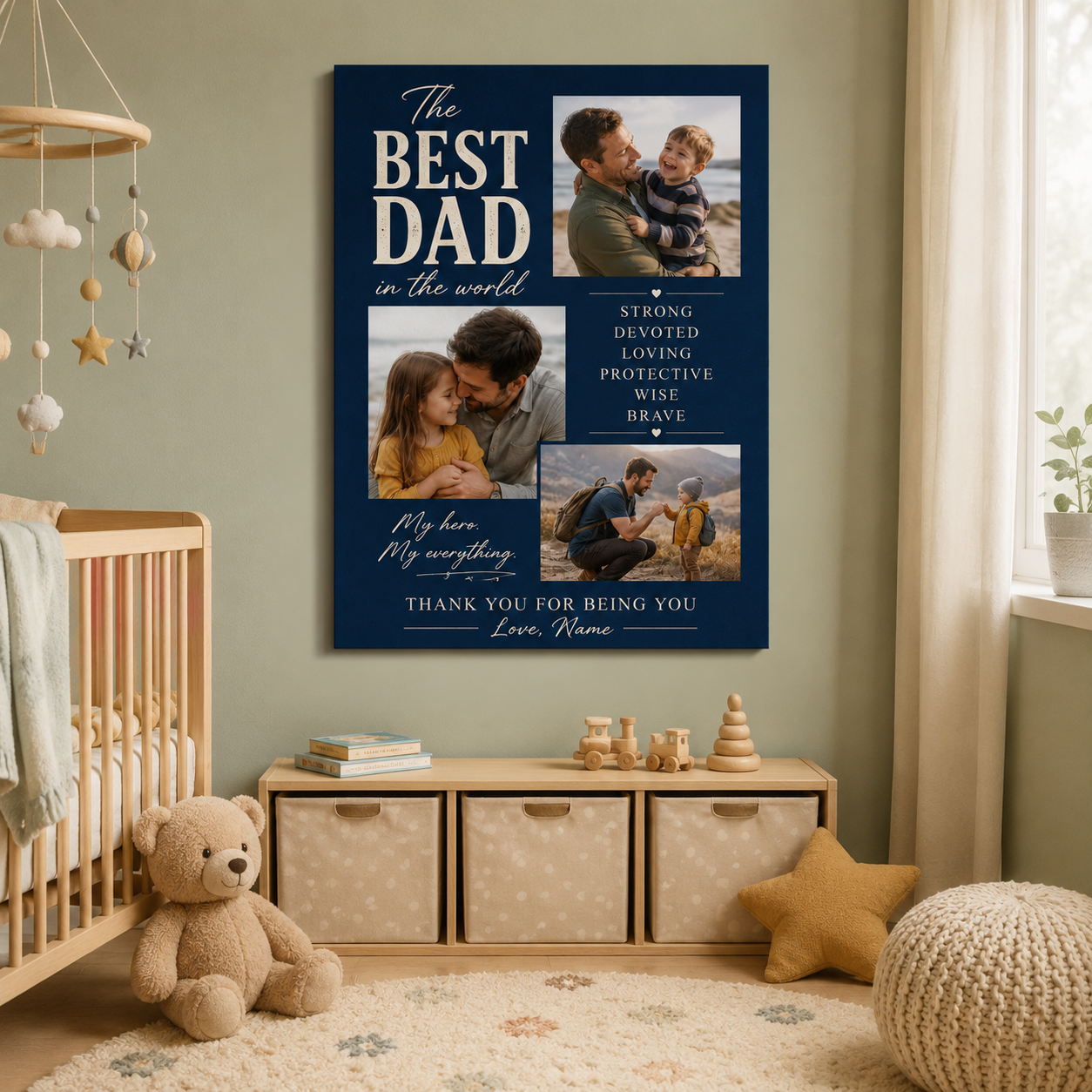 Custom Photo The Best Dad In The World Canvas Wall Art - Custom Gift For Dad TOM99