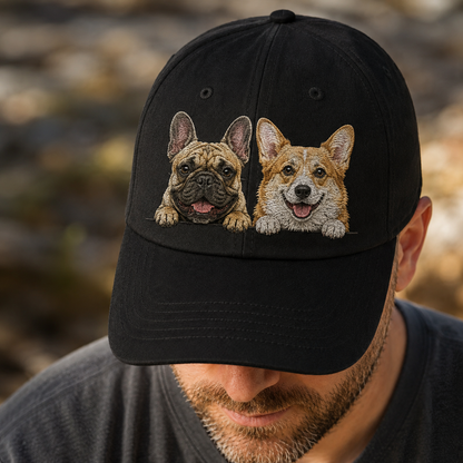Custom Dog Face Embroidered Hat, Custom Embroidered Pet Portrait Hat | Gift For Dog Lover Pa99