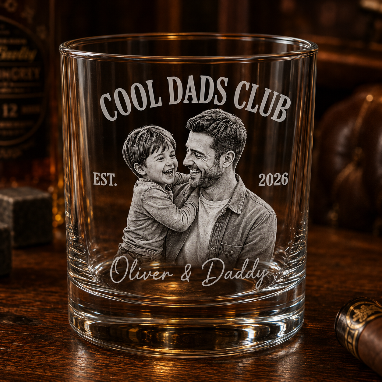 Custom Photo Cool Dad Whiskey Glass | Photo Dad Portrait Gift | Father's Day Gifs | Gift For Father TOM99