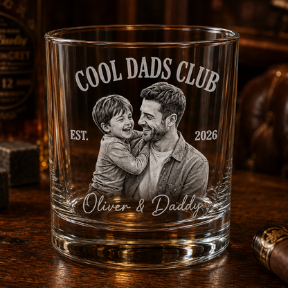 Custom Photo Cool Dad Whiskey Glass | Photo Dad Portrait Gift | Father's Day Gifs | Gift For Father TOM99