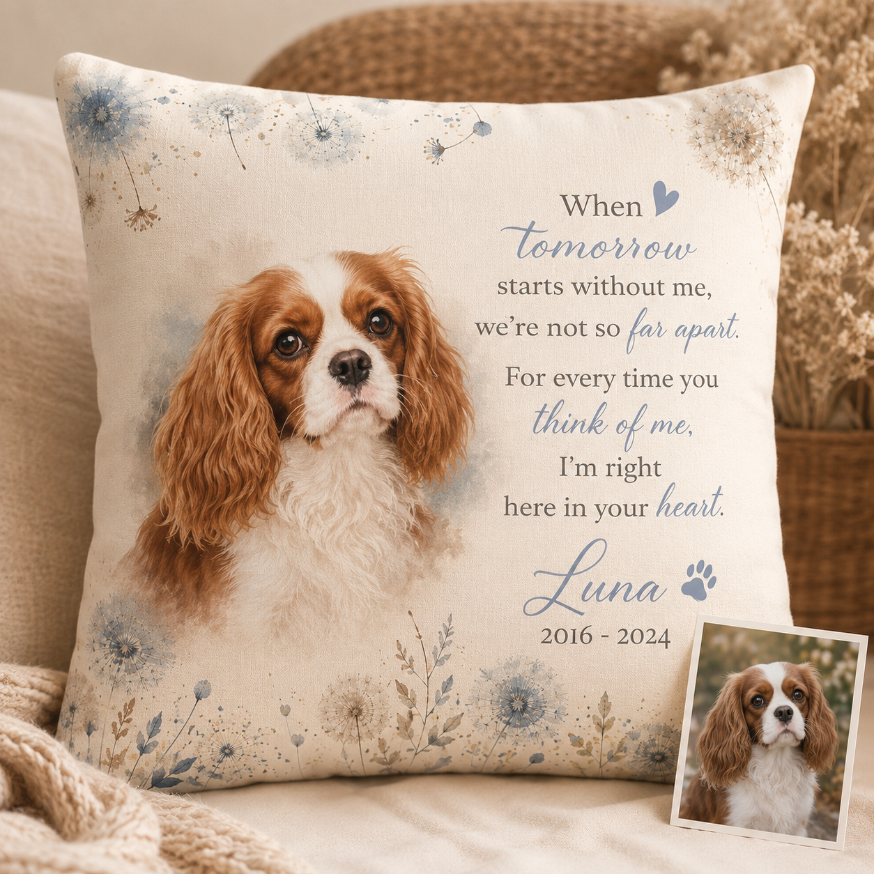 Custom Photo Dog Pillow | Gift For Dog Lovers | Personalized Dog Decor TOM99