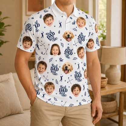 Custom Photo Best Dad By Par Dog Polo Shirt, Personalized Polo Shirt For Husband Dad Grandfather TOM99