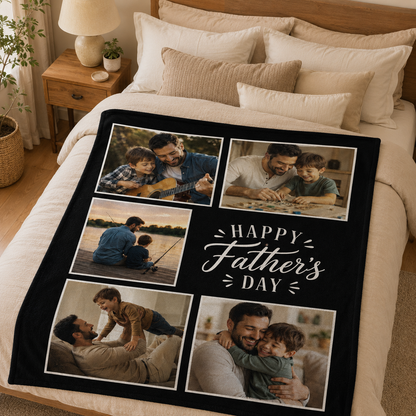 Custom Photo Dad I Love You Blanket, Personalized Dad Gifts | Gift For Dad TOM99