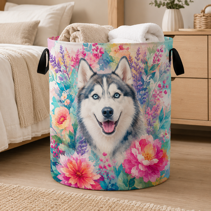Custom Photo Dog Laundry Basket | Gift For Dog Lovers | Dog Bathroom Decor
