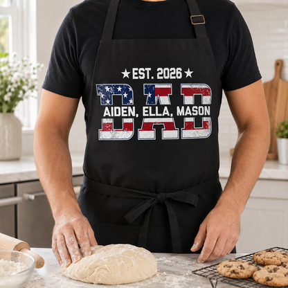 Custom US Dad Apron, Personalized Apron For Dad, Gifts For Dad - TOM99