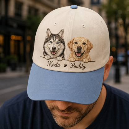 Custom Dog Face Embroidered Hat, Custom Embroidered Pet Portrait Hat | Gift For Dog Lover Pa99