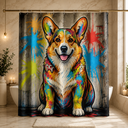 Custom Photo Colorful Dog Shower Curtain | Gift For Dog Lovers