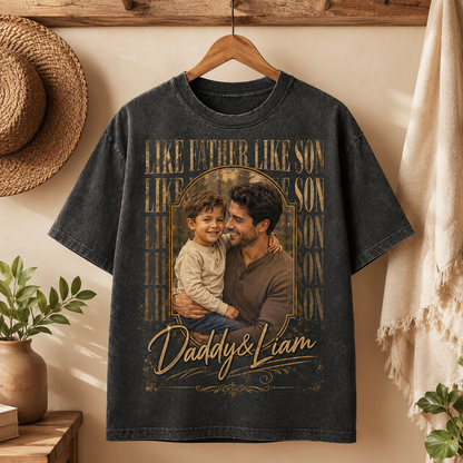 Custom Dad & Son Photo Wash T-Shirt, Personalized Dad Gifts | Gift For Dad TOM99