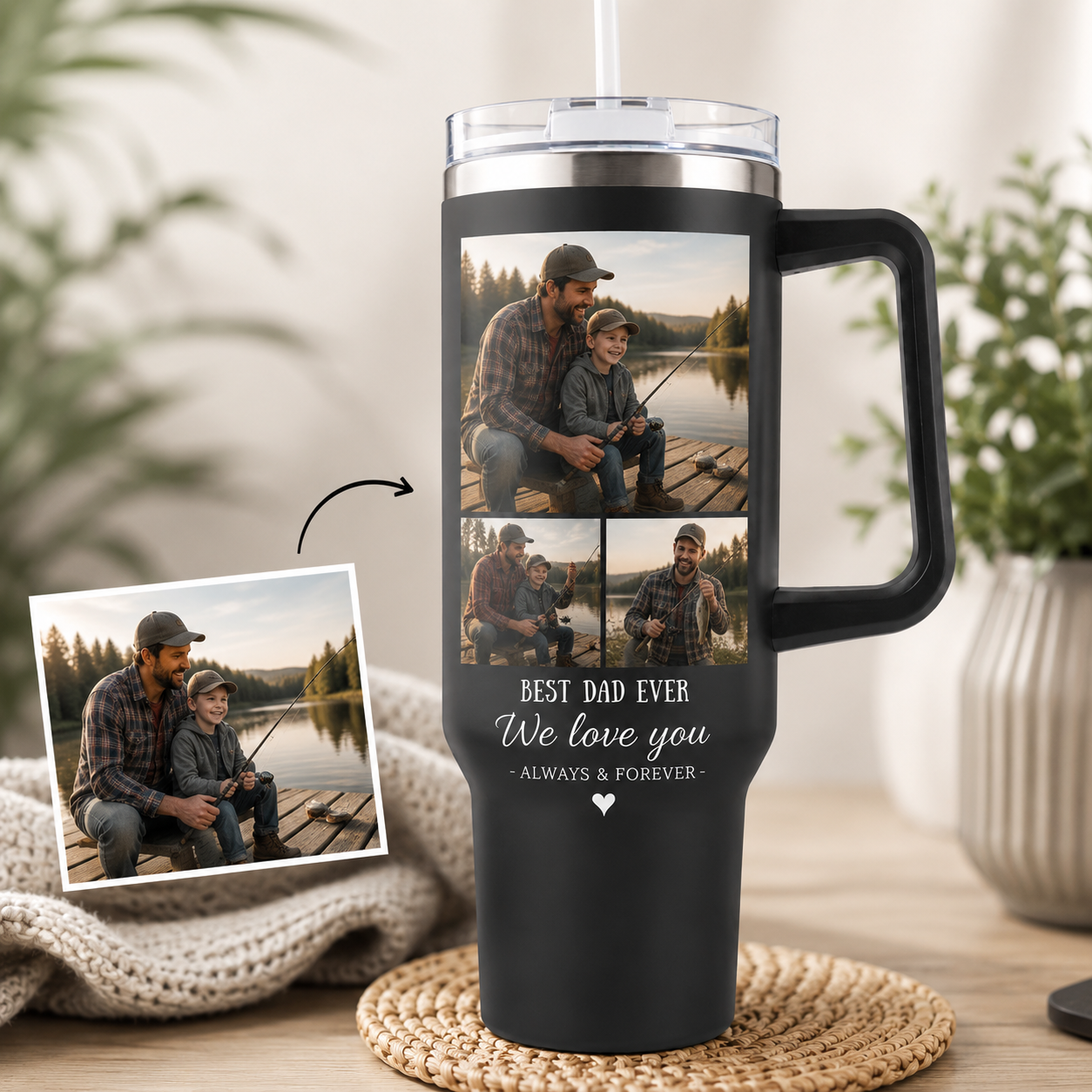 Custom  Photo Dad 40oz Tumbler, Personalized Dad Tumbler, Father’s Day Gift TOM99