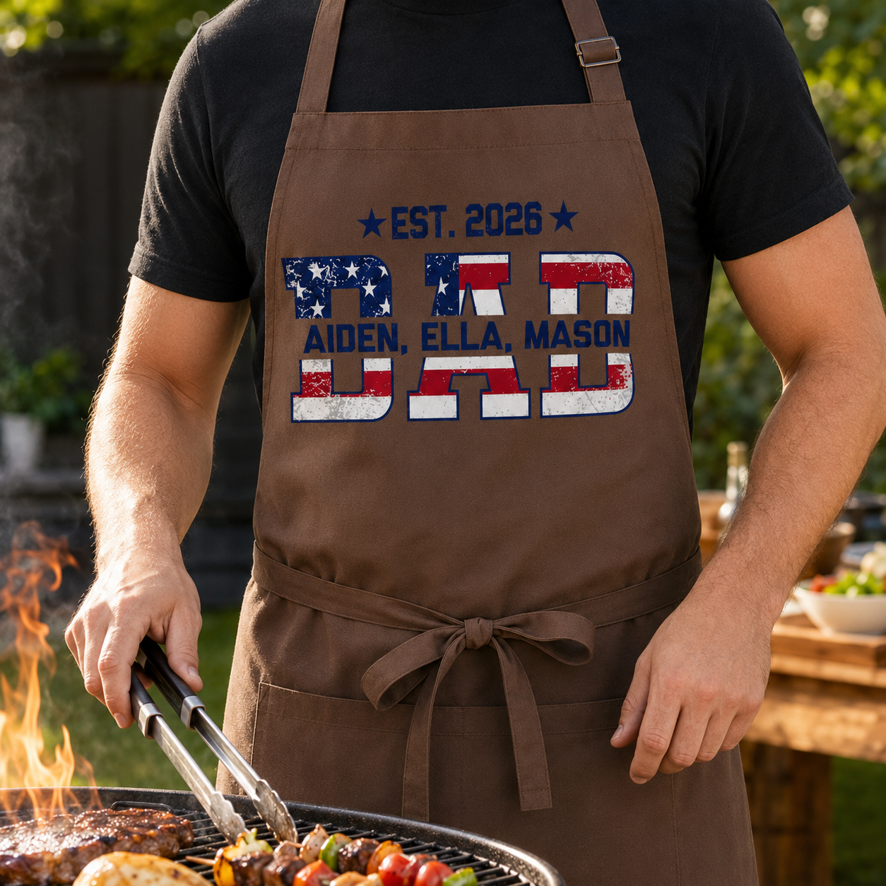 Custom US Dad Apron, Personalized Apron For Dad, Gifts For Dad - TOM99