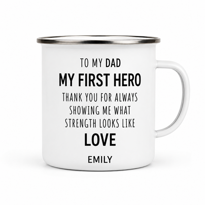 Personalized Dad Papa Camp Mug 12oz, Custom Dad Enamel Cup, Gift For Dad TOM99